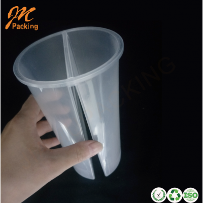 Custom Clear 700ml Reusable PP Plastic Disposable Split Twin Cups with Logo