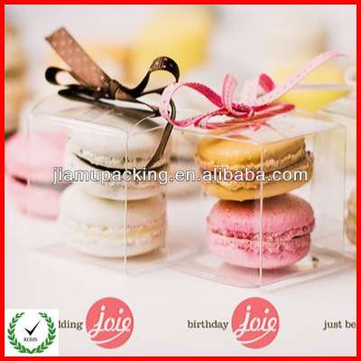 Food Grade Macaron Box PET material with ribbon